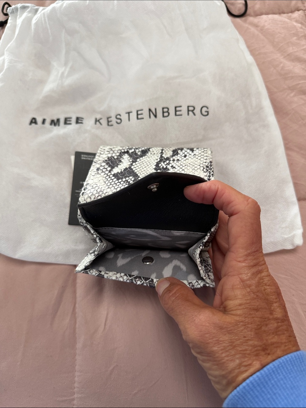 Aimee Kestenberg Silver and Black Snakeskin Card Wallet - Picture 4 of 13